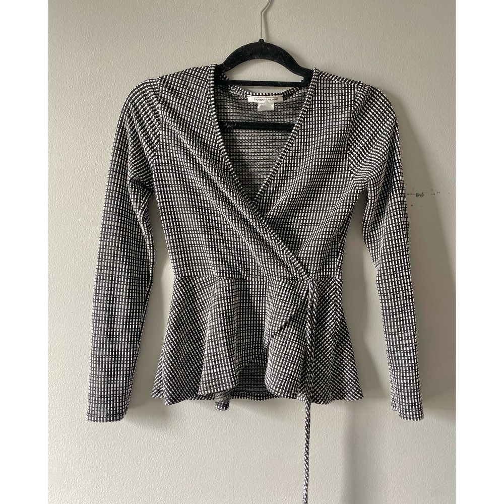 Womens stripe long sleeve wrap shirt